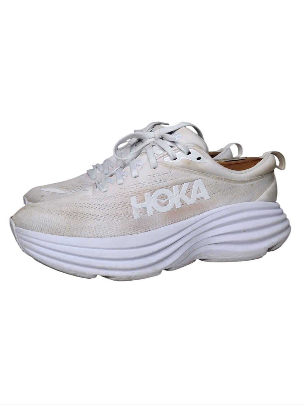Hoka Bondi 8 White Trainer Running Athletic Shoes Sz 8B